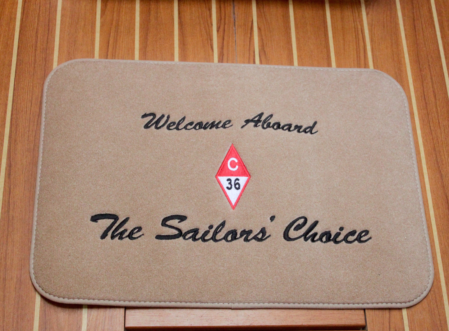 Catalina Yachts Personalized Mat - Tan - Brushed Script