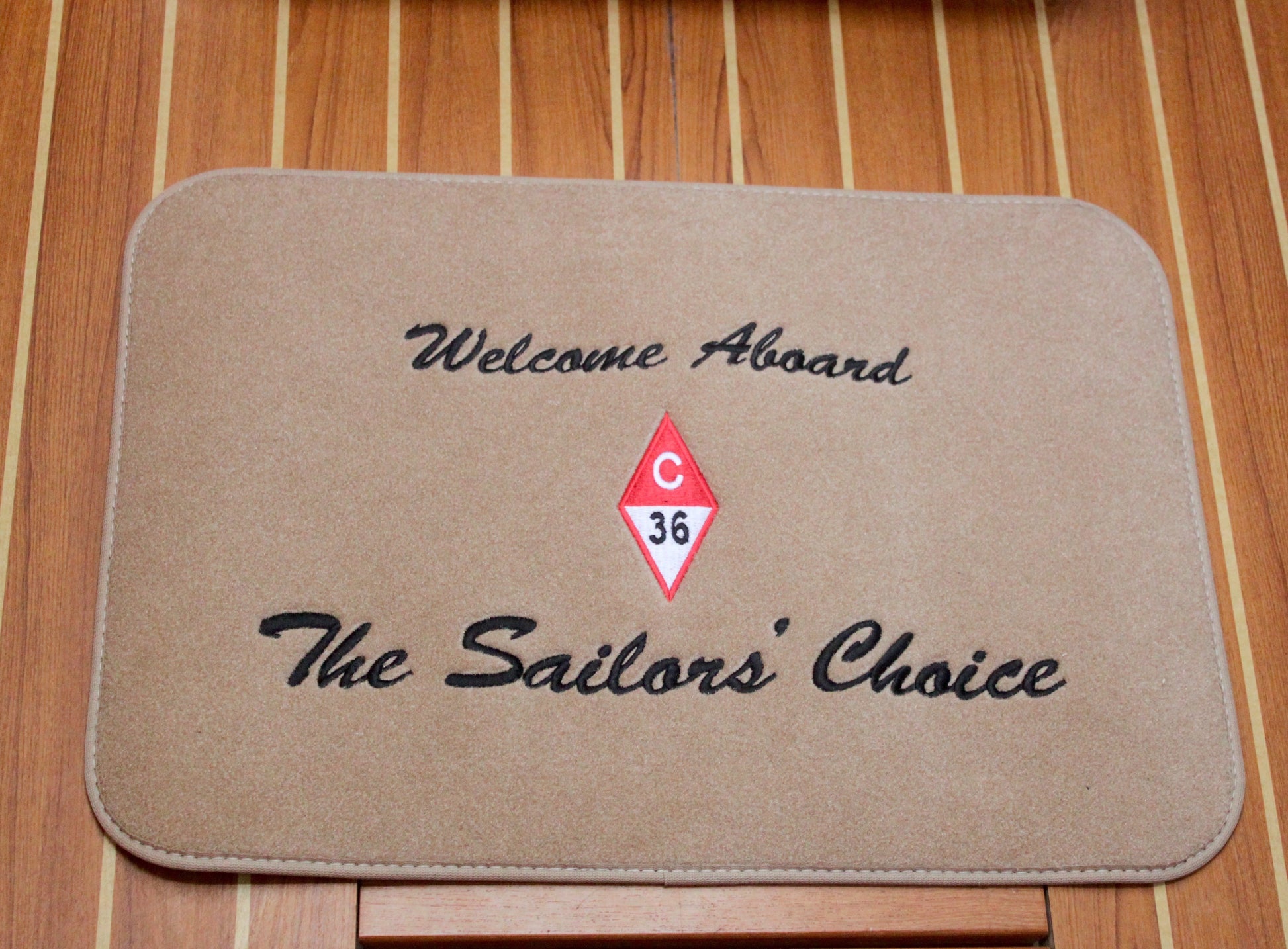 Catalina Yachts Personalized Mat - Tan - Brushed Script